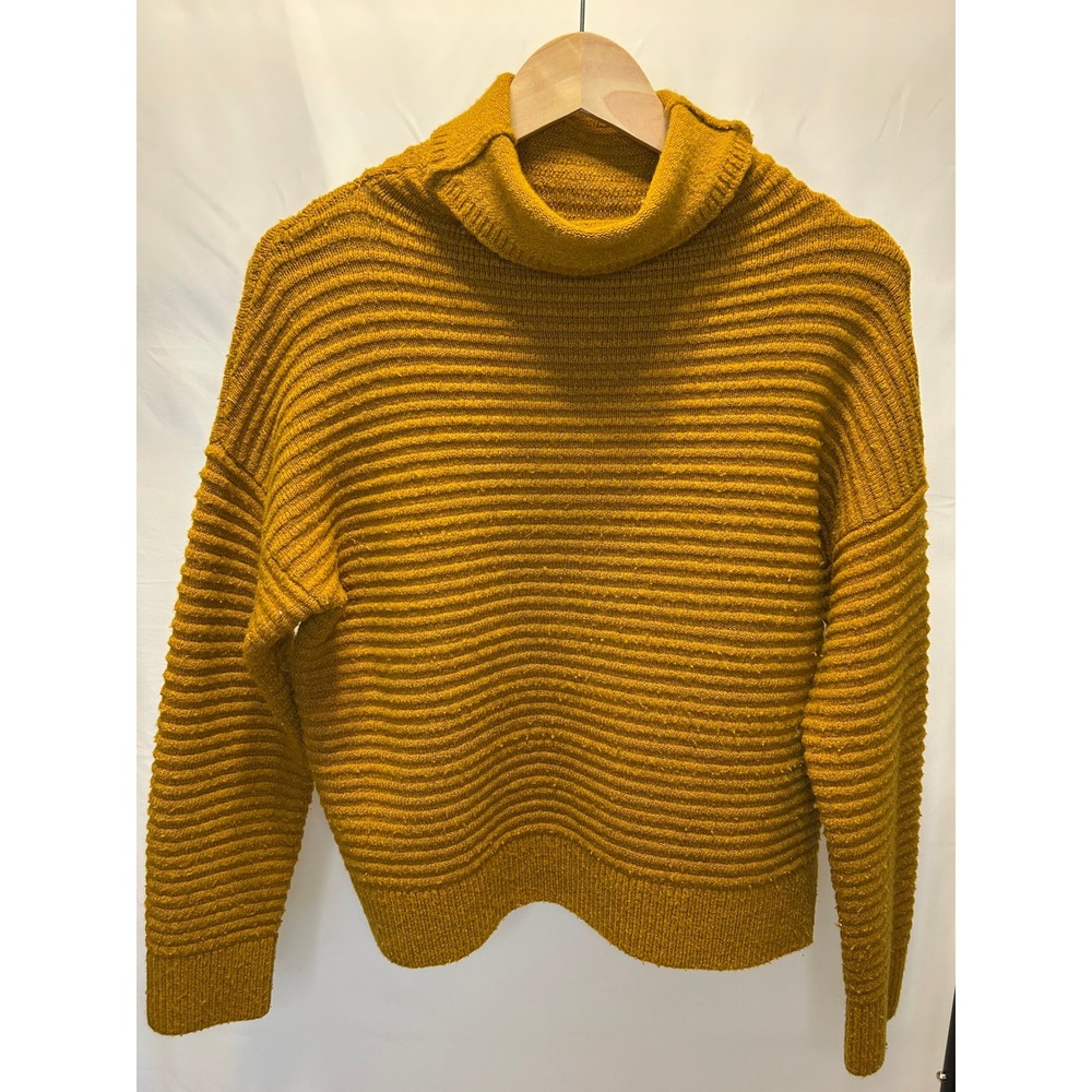 Madewell Turtleneck Sweater Womens Small Mustard Yellow Good Ribbed Wool Blend